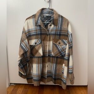 Zara plaid wool jacket; light jacket not heavy